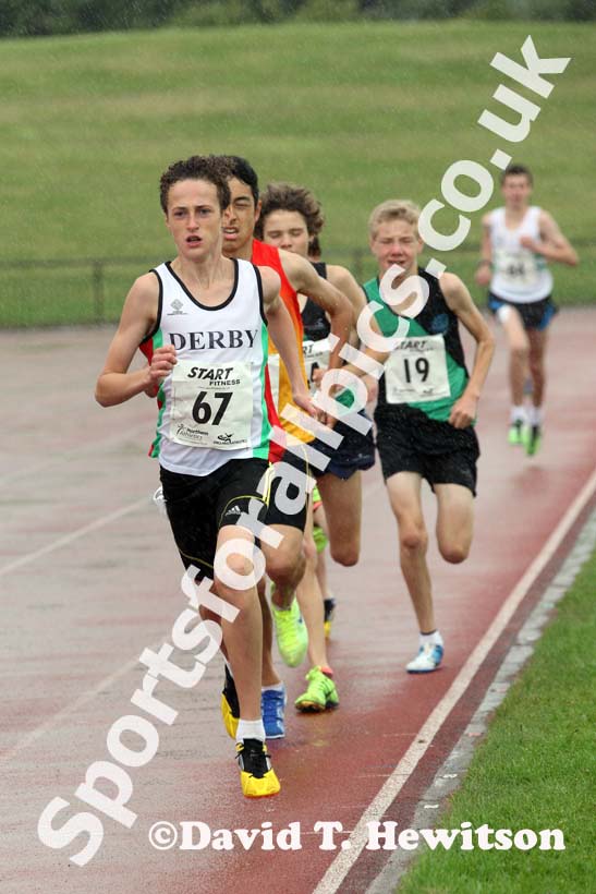 Hugo Milner (Derby AC) on his way to winning the under-15s 3000 metres at the Northern Under-17s and 15s Championships, Liverpool.